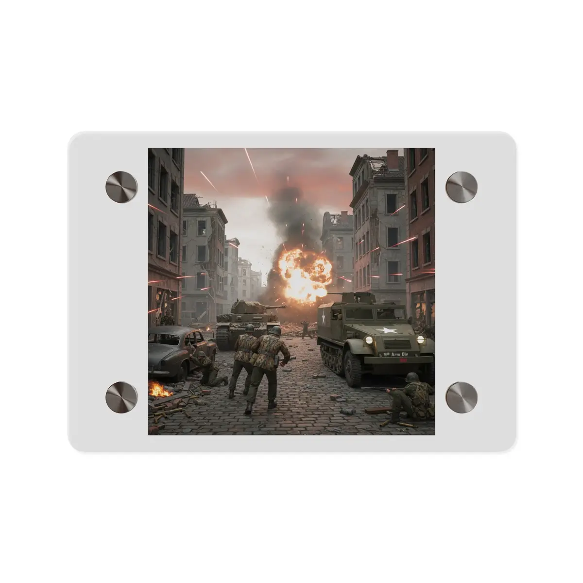 Acrylic Wall Art Panel - M3a1 - 9Th Armor Division Attack - Wwii 1