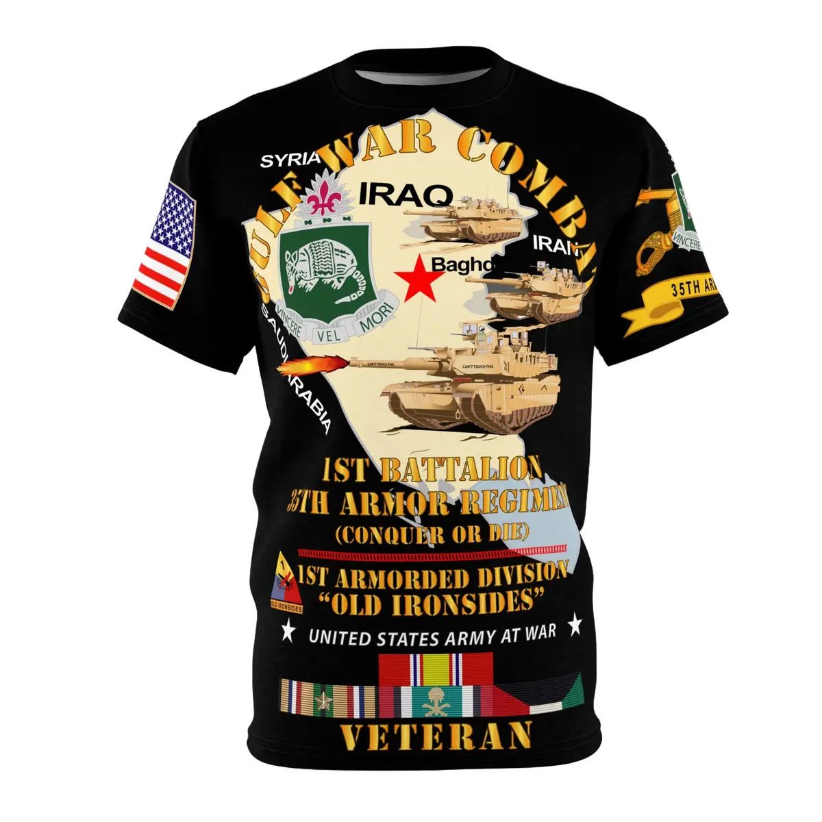 Unisex Aop - 1St Battalion, 35Th Armor Regiment - To Conquer Or Die - Gulf War Combat Veteran - Can't Touch This 1