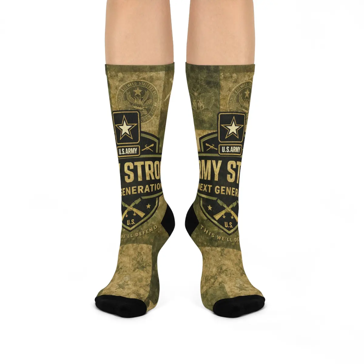 Cushioned Crew Socks – Young Patroit - Army 1