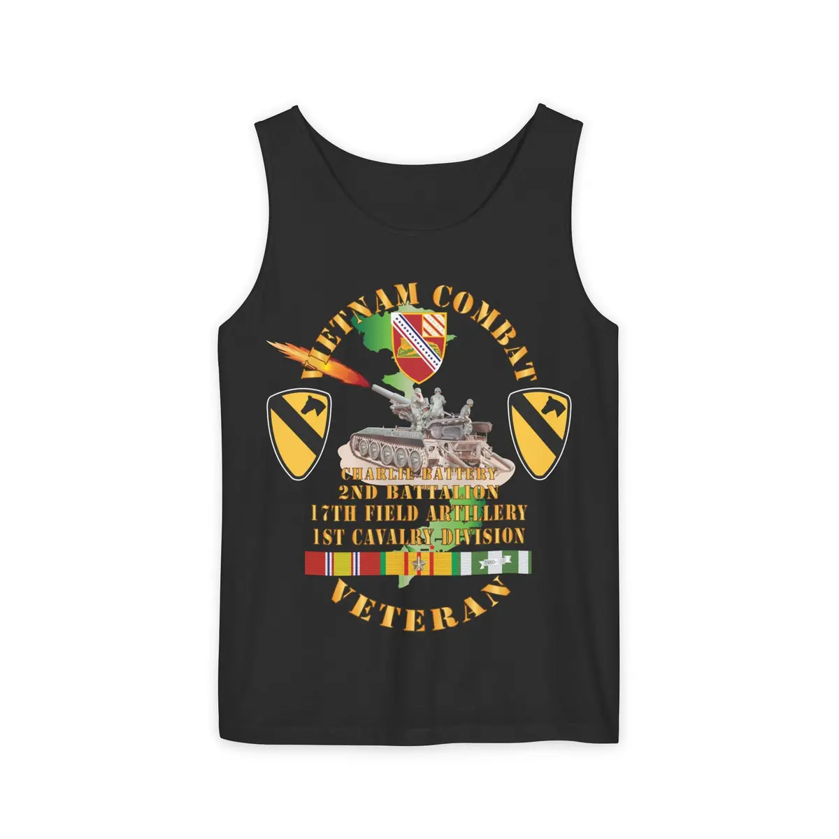 Tank Top - Army - Charlie Battery.2Nd Battalion,17Th Field Artillery - W  1St Cavalry Div - M110 8In Sp - Vietnam Vet W Vn Svc X 300 1