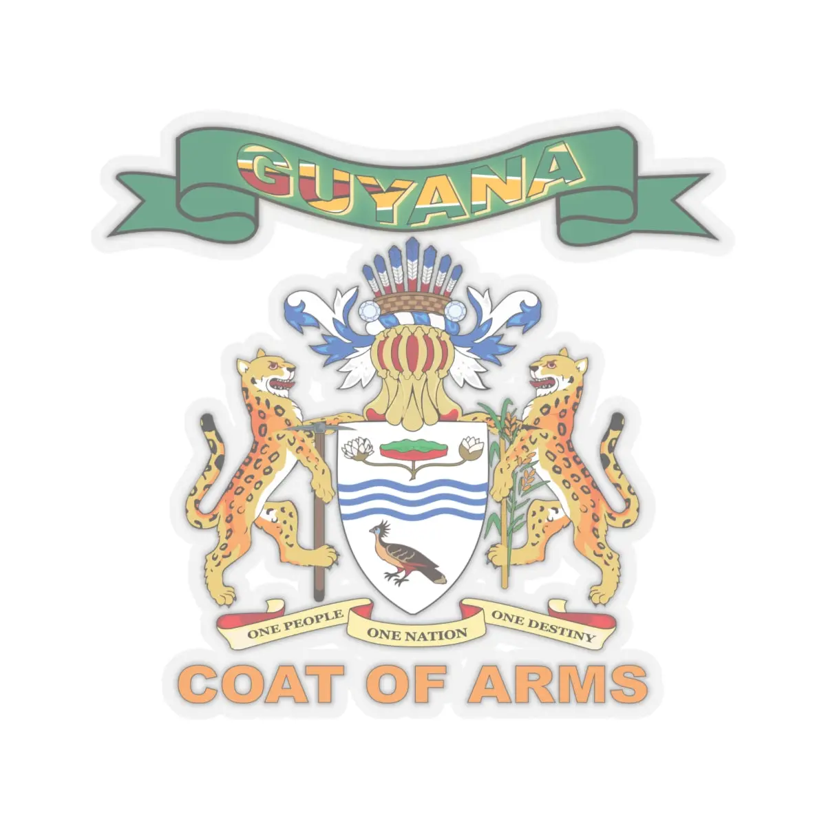 Kiss-Cut Stickers - Coa - Coat Of Arms Of Guyana - Coat Of Arms X 300 8