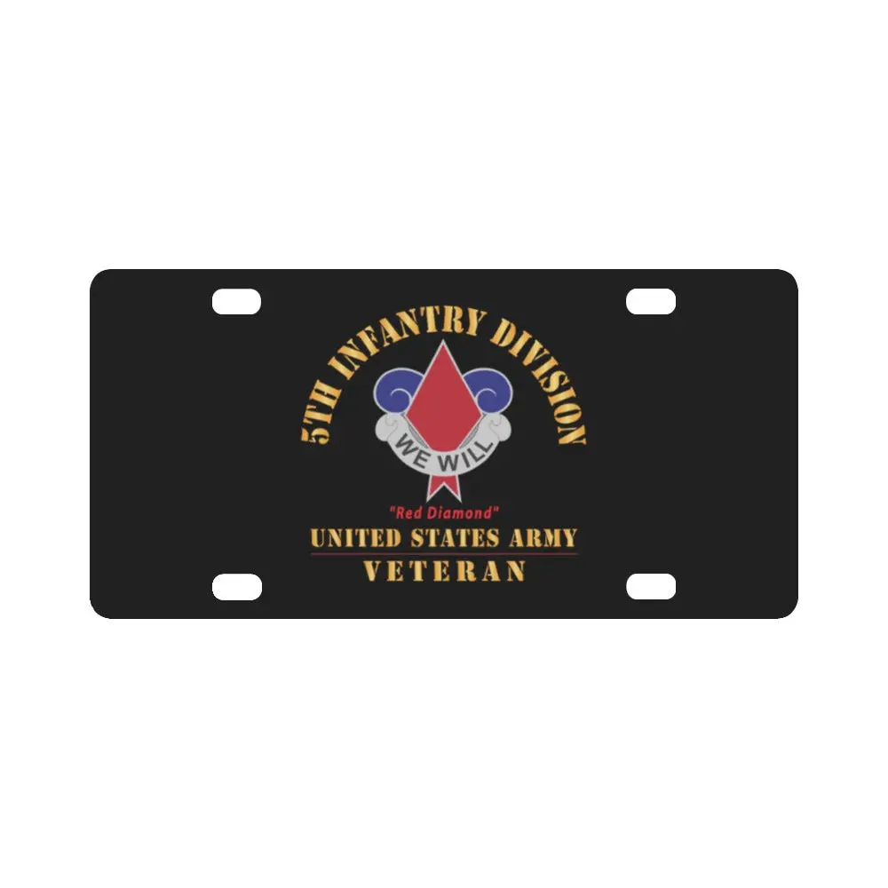 Army - Dui - 5Th Infantry Division - Red Diamond - Us Army Veteran X 300 Classic License Plate 1