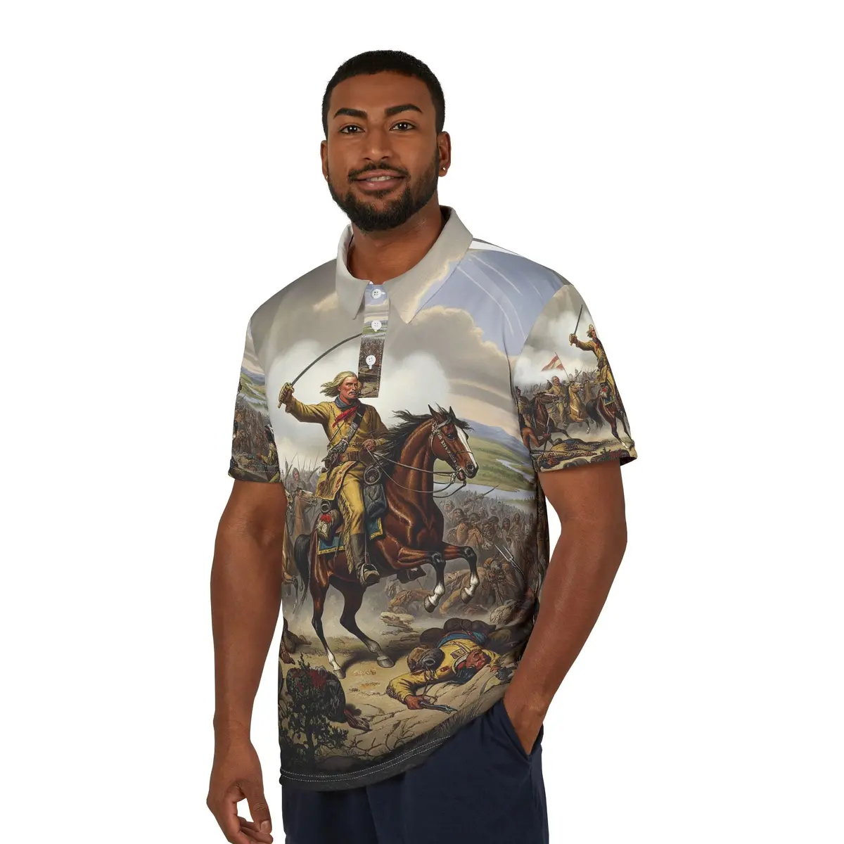 General Custer At The Battle Of Little Bighorn - Battle Scenes Unisex Polo Shirt 1