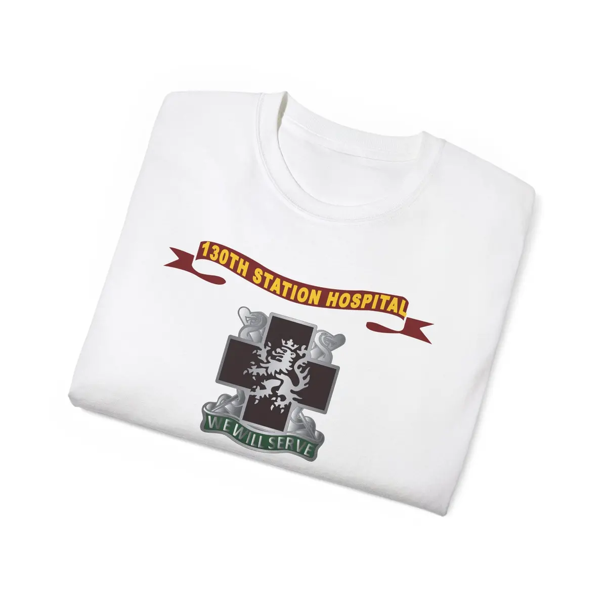 Unisex Ultra Cotton Tee - Army - 130Th Station Hospital - Ribbon - Dui - Army Medical Corps Branch X 300 12