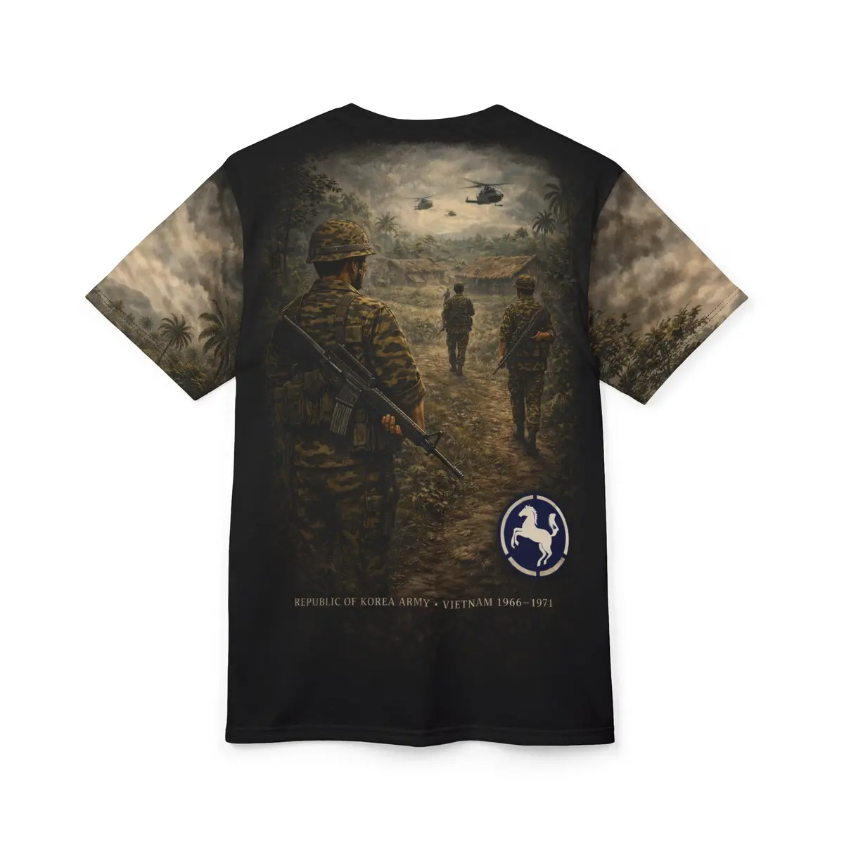 White Horse Division (9Th Infantry) All-Over Print Tee — Vietnam War Rok Tribute 4