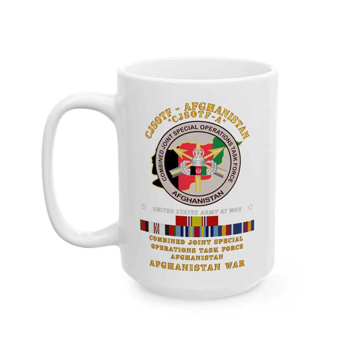 White Ceramic Mug (11Oz, 15Oz) - Army - Combined Joint Special Operations Task Force - Afghanistan 1