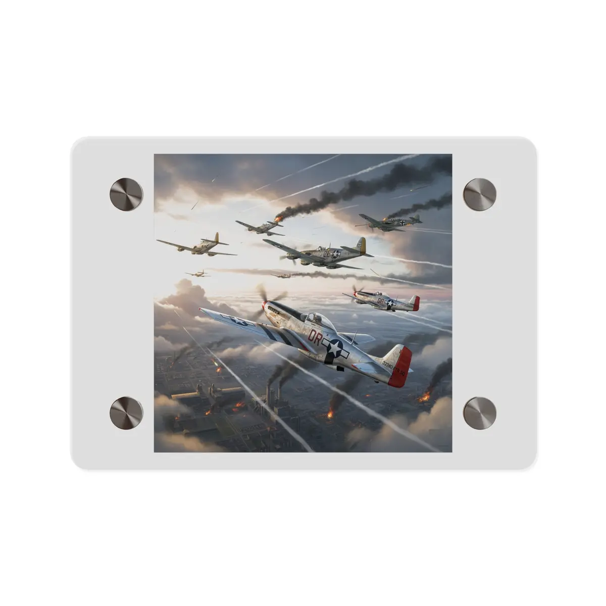 Acrylic Wall Art Panel - Red Tails In Action 1