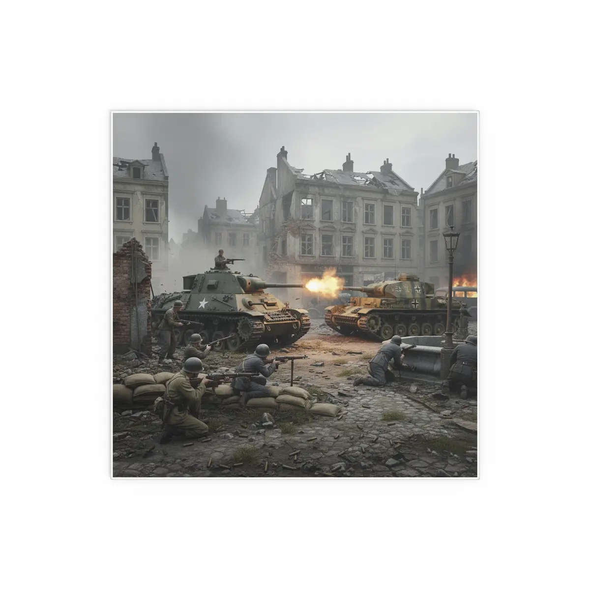 Indoor And Outdoor Silk Posters - Us Tank Destroyer - M10 Wolverine Battles A German Panzer Tank 6