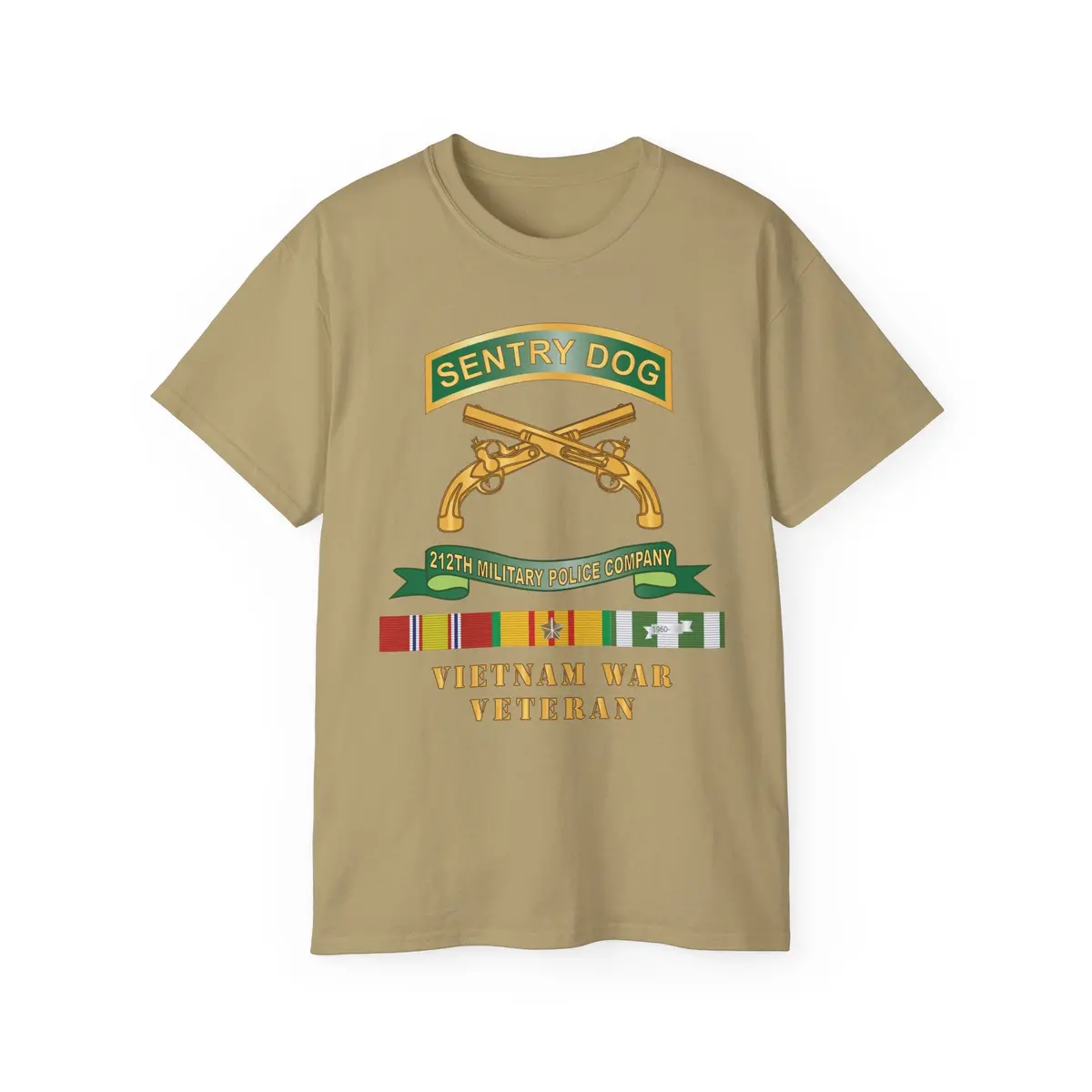 Unisex Ultra Cotton Tee - Army - Sentry Dog - 212Th Military Police Company W Br - Ribbon Vietnam War Veteran W Vn Svc X 300 8