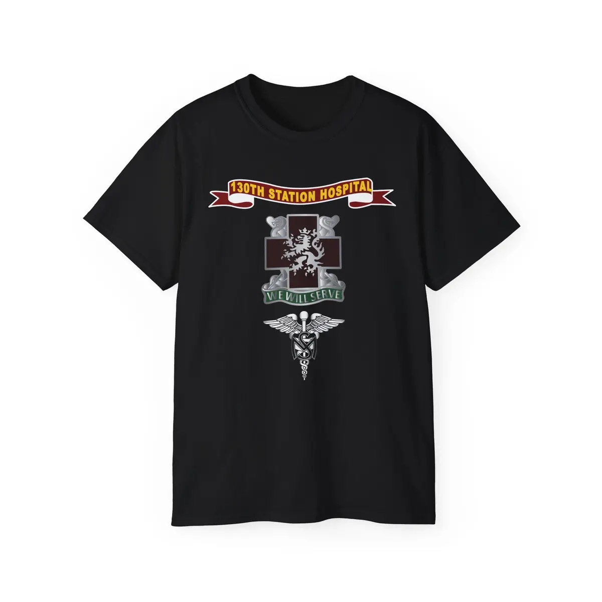Unisex Ultra Cotton Tee - Army - 130Th Station Hospital - Ribbon - Dui - Army Medical Service Corps Branch X 300 4