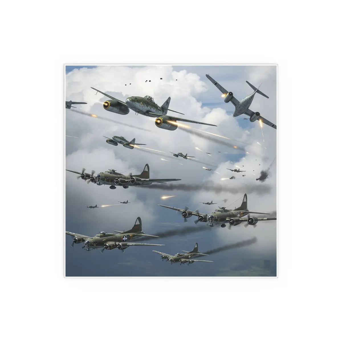 Indoor And Outdoor Silk Posters - German Jet Fighters Attacking Us Bombing Formations 6