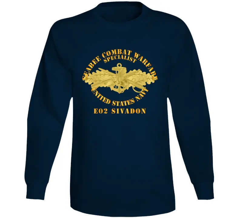 Navy - Seabee Combat Warfare Spec Badge - Of W Txt - E02 Sivadon - Long Sleeve Tee 1