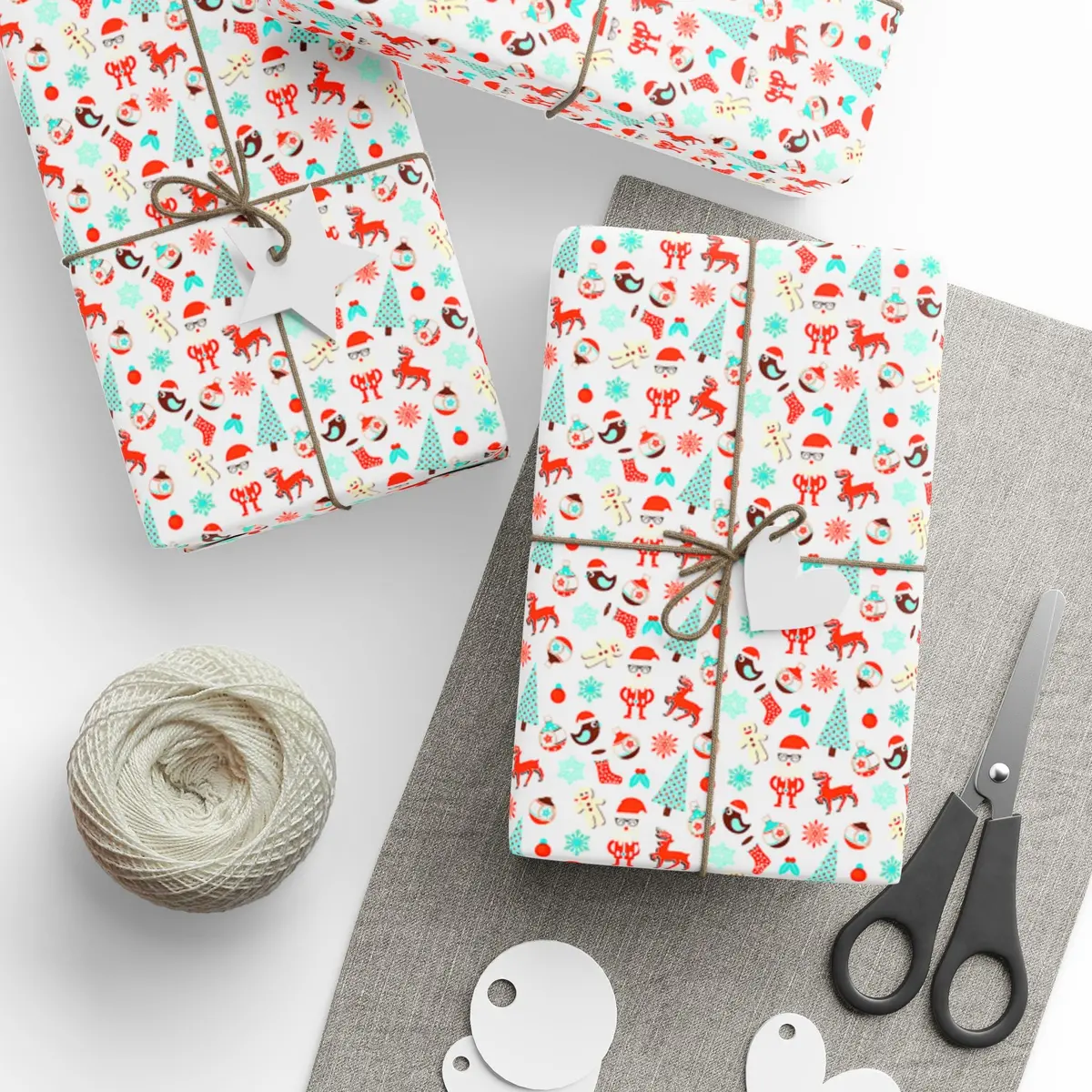 Floral Confetti Wrapping Paper Roll – Bright Red & Teal Holiday Gift Wrap 1