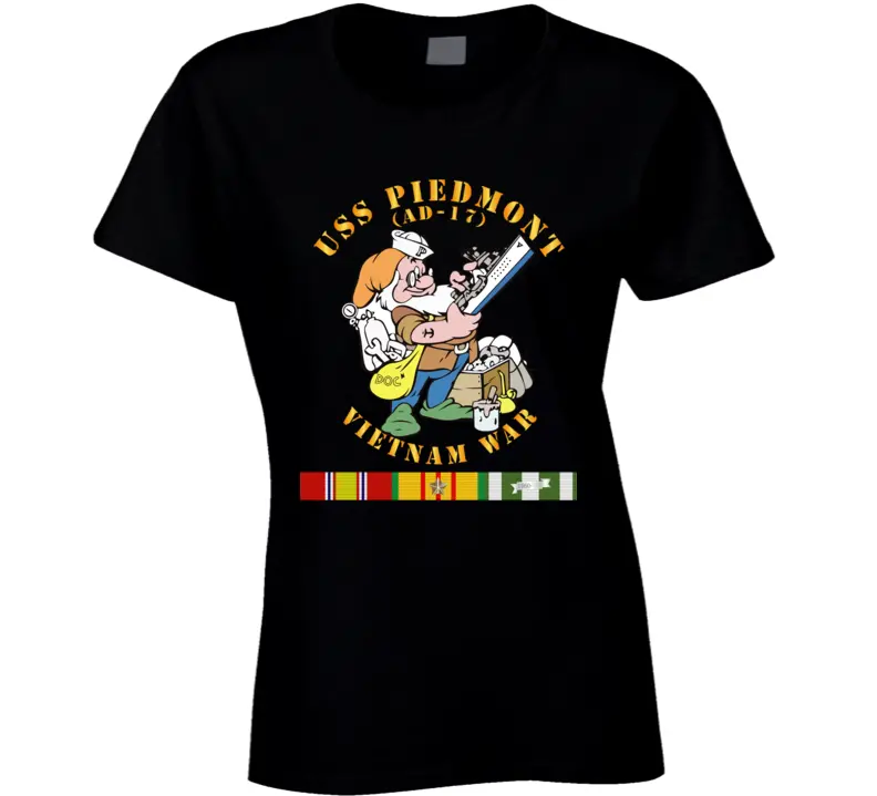 Navy - Uss Piedmont (Ad-17) W Vn Svc - Vietnam War Ladies T Shirt 1