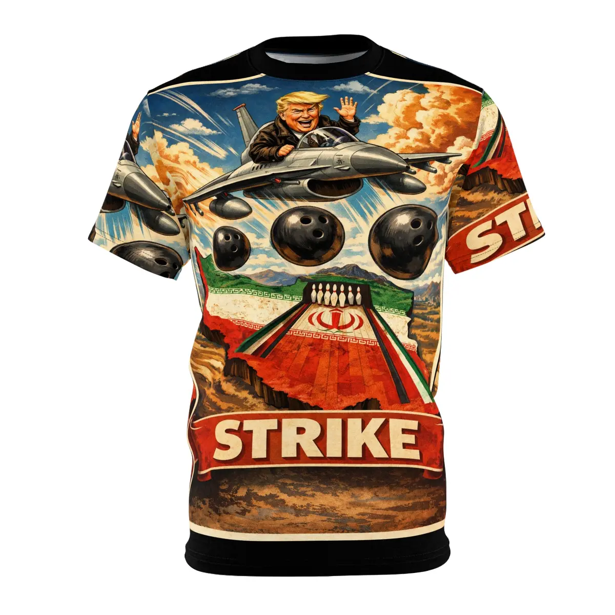 Donald Trump 'Bowling With Iran' Cut & Sew Tee 1