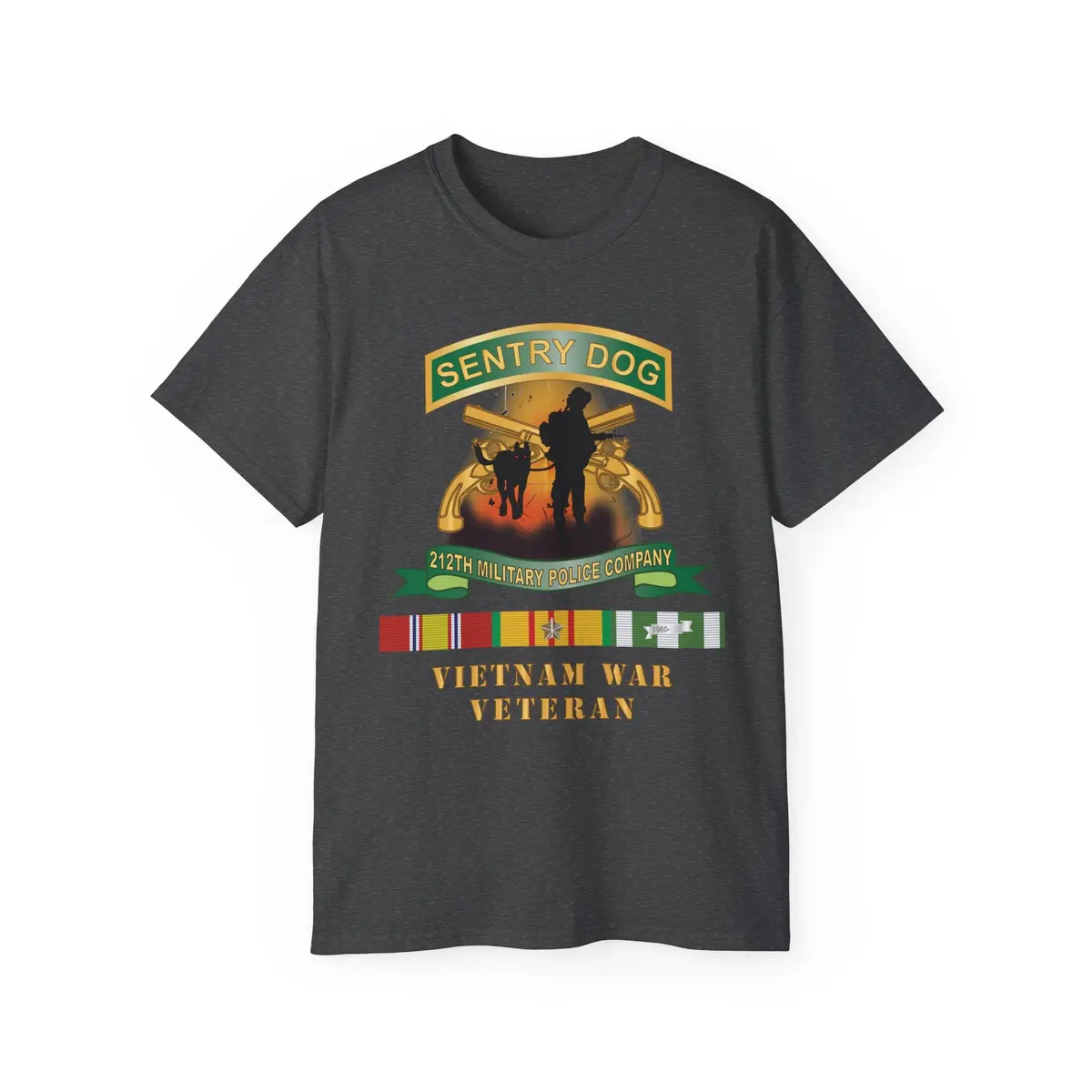 Unisex Ultra Cotton Tee - Army - Sentry Dog - 212Th Military Police Company - Dog Fire W Br - Ribbon Vietnam War Veteran W Vn Svc X 300 8