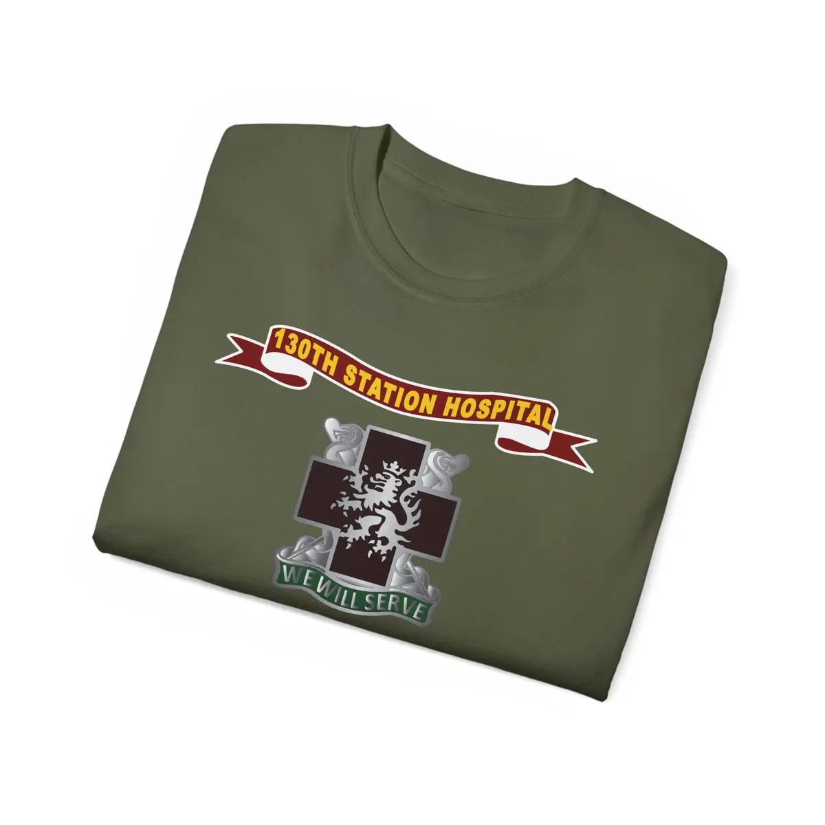 Unisex Ultra Cotton Tee - Army - 130Th Station Hospital - Ribbon - Dui - Army Medical Service Corps Branch X 300 18
