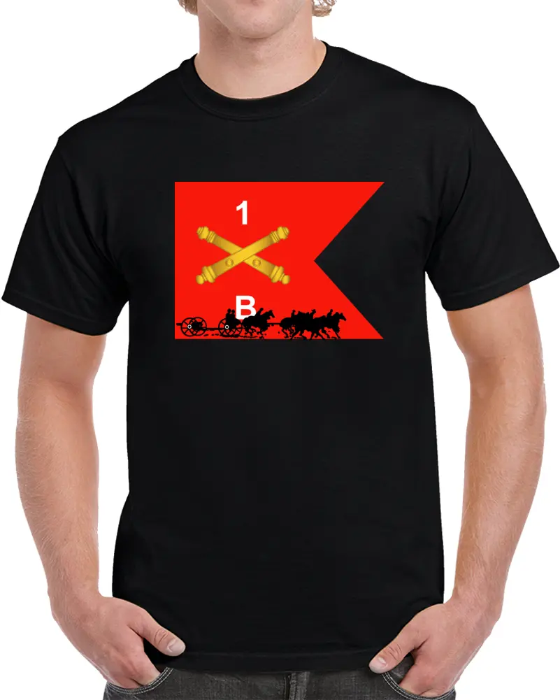 Union Army - Bravo Battery 1St Rhode Island Light Artillery With Guidon In Back T Shirt 1
