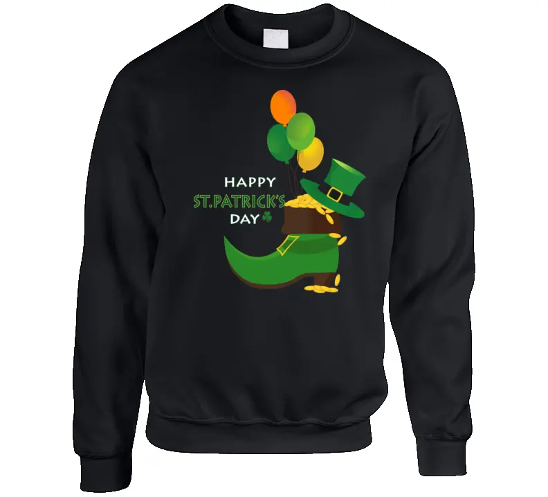St. Patrick's Day - Leprechaun's Shoe With Gold Coins Crewneck Sweatshirt 1