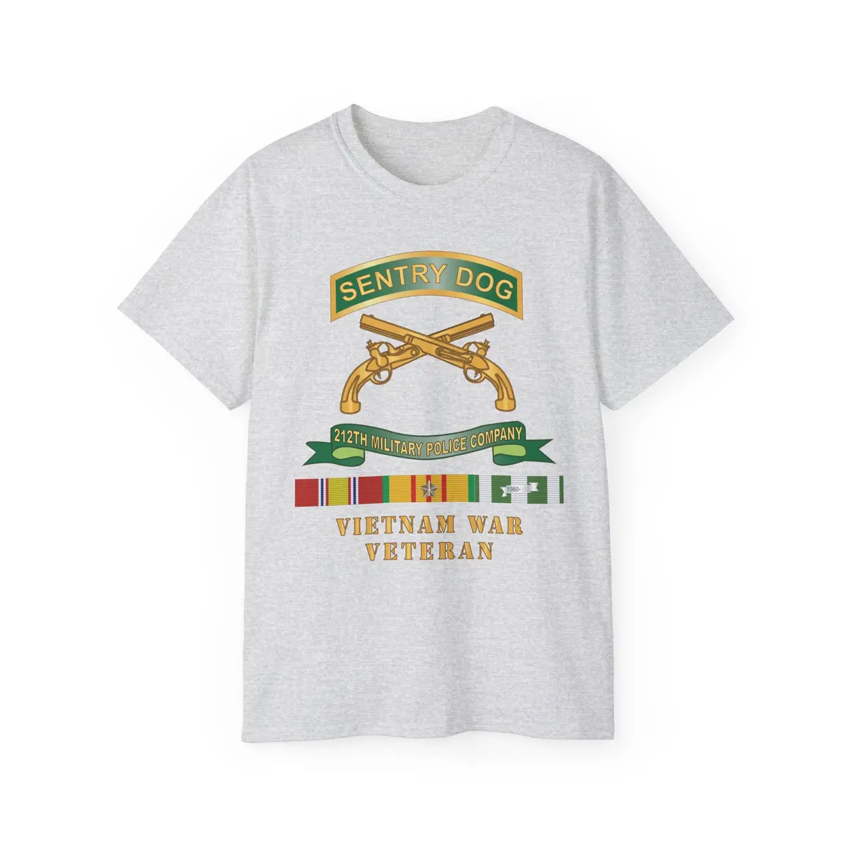 Unisex Ultra Cotton Tee - Army - Sentry Dog - 212Th Military Police Company W Br - Ribbon Vietnam War Veteran W Vn Svc X 300 3