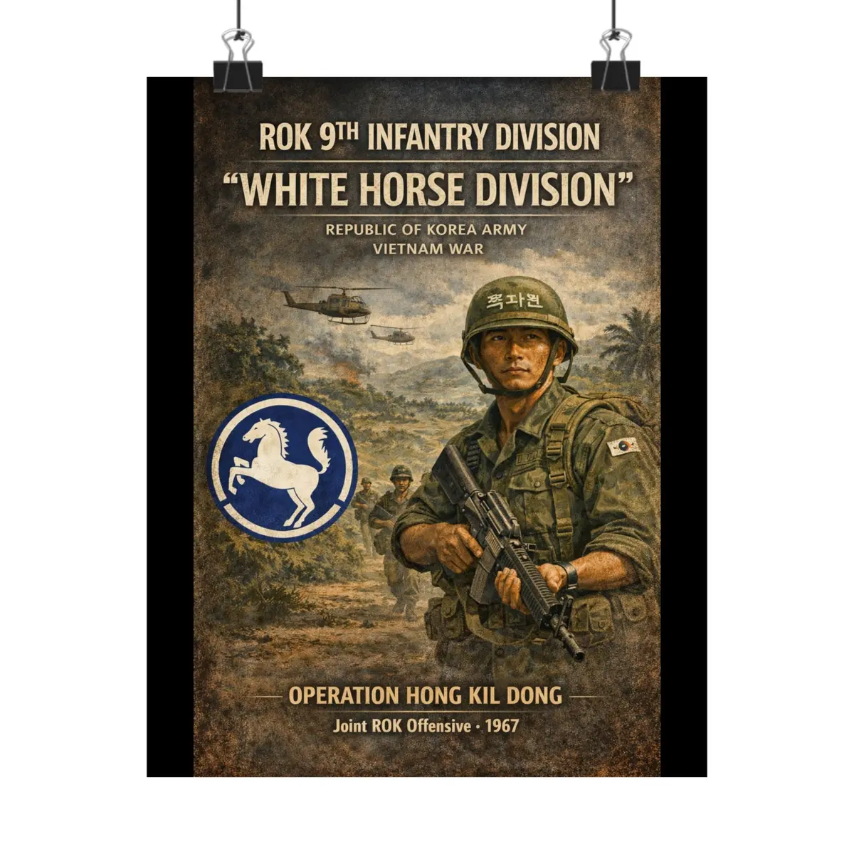 Matte Poster - Korea  - 9Th Division - White Horse Division - Korea In Vietnam 1
