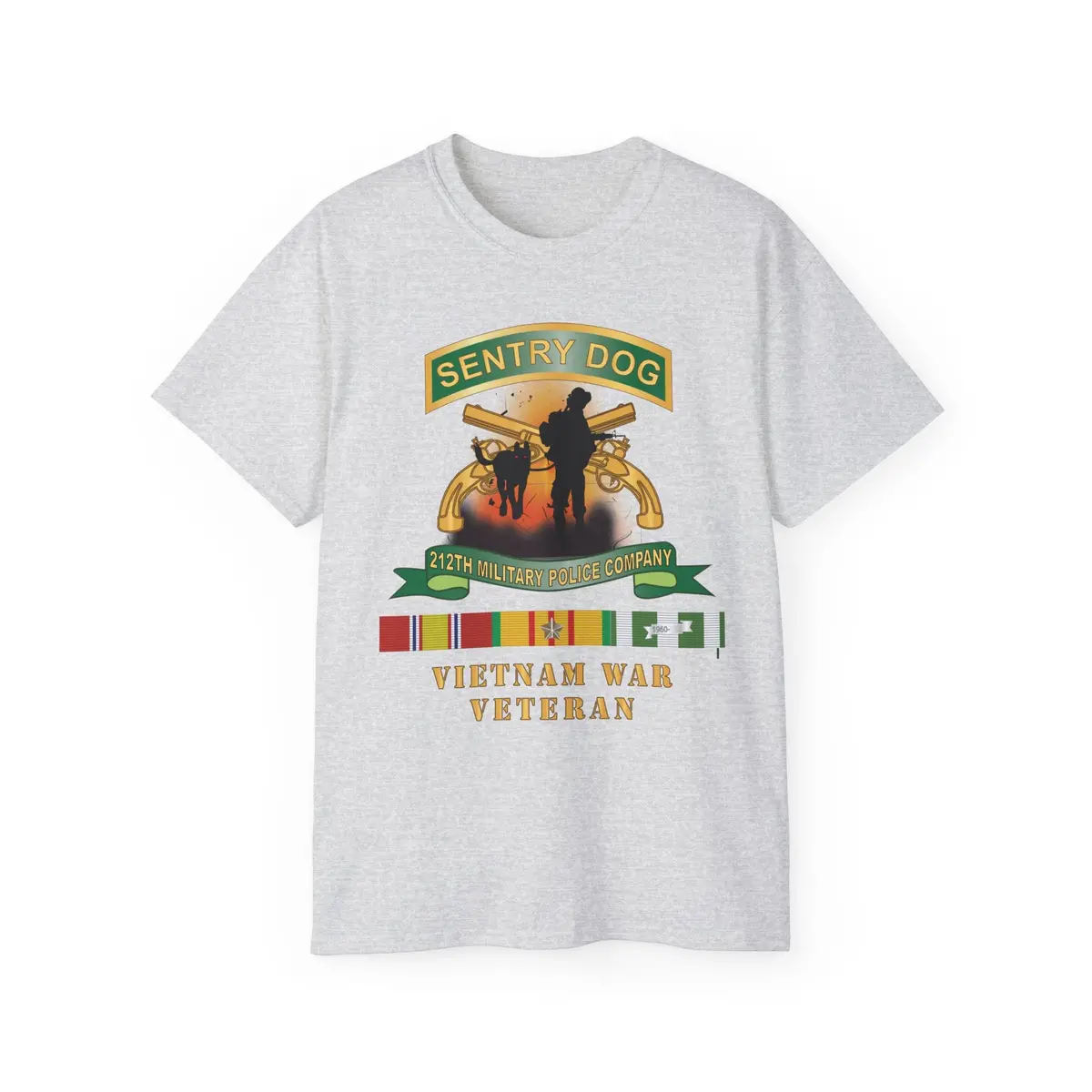 Unisex Ultra Cotton Tee - Army - Sentry Dog - 212Th Military Police Company - Dog Fire W Br - Ribbon Vietnam War Veteran W Vn Svc X 300 3