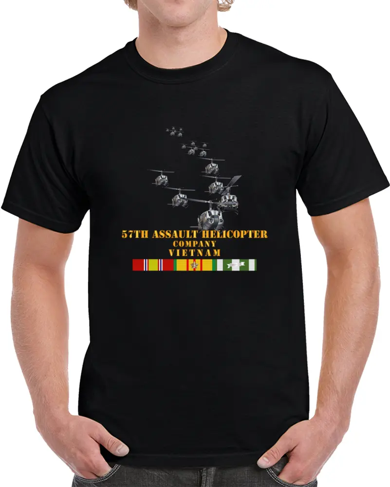 Army - 57Th Assault Helicopter Co W Vn Svc X 300 T Shirt 1
