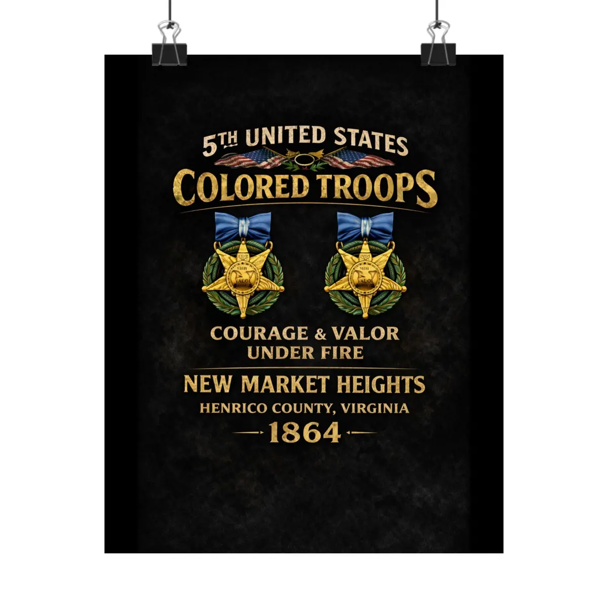 Matte Poster - 5Th Usct At New Market Heights - Shirt - Back 1
