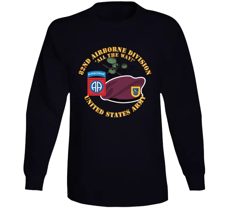 Army - 82Nd Airborne Div - Beret - Mass Tac - Maroon  - 504Th Infantry Regiment Long Sleeve T Shirt 1