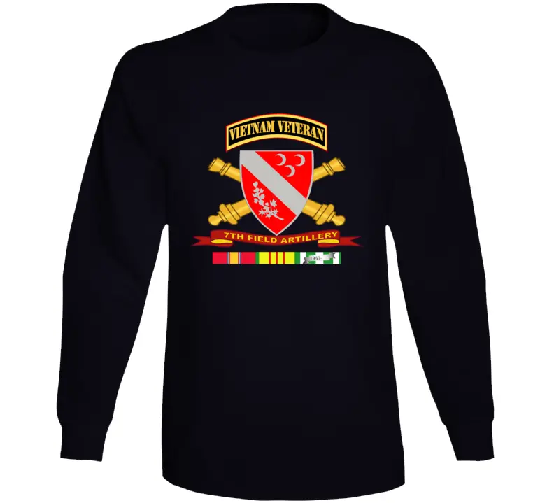 Army - 7Th Field Artillery W Br - Ribbon Vn Svc Vet Tab Long Sleeve T Shirt 1