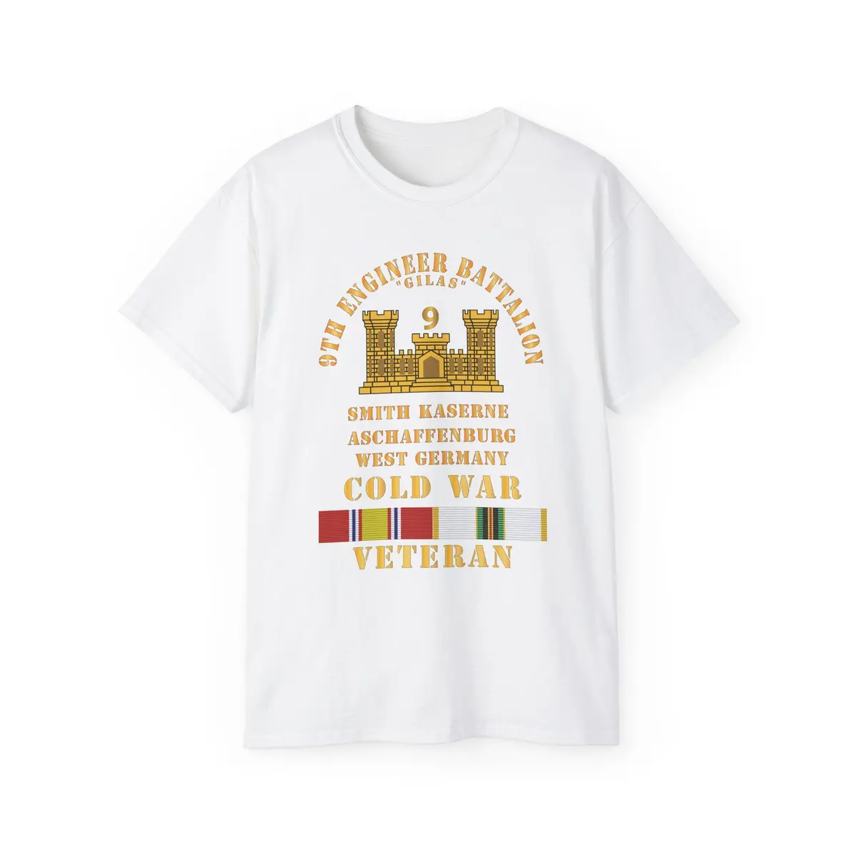 Unisex Ultra Cotton Tee - Army - 9Th Engineer Battalion -Gilas W Br - Num, Aschaffenburg West Germany Cold Svc X 300 3