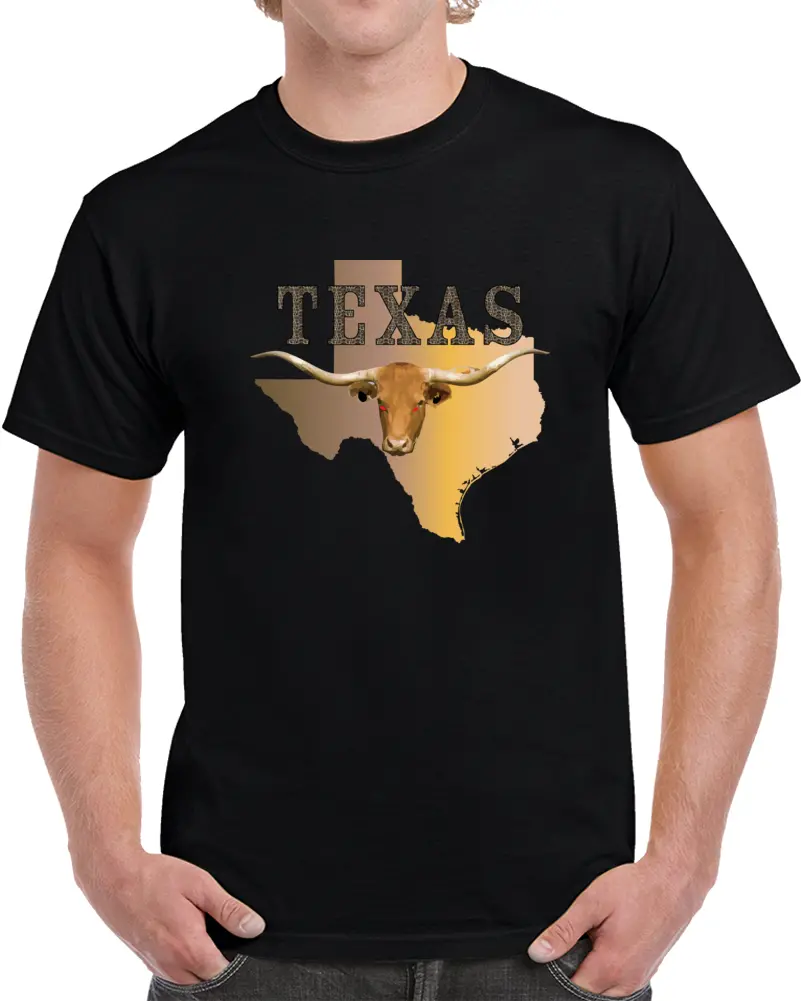 Texas - Rattler Skin -Texas State Map W Longhorn  X 300 T Shirt 1