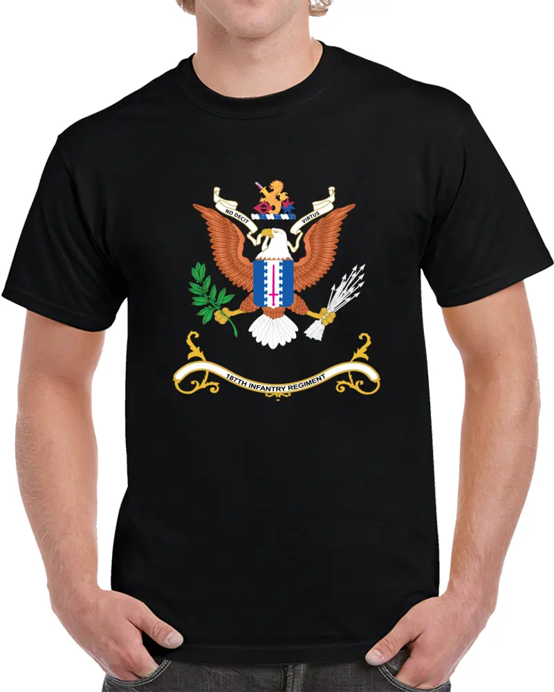 Army - Regimental Colors - 187Th Infantry Regiment - Ne Desit Virtus X 300 T Shirt 1