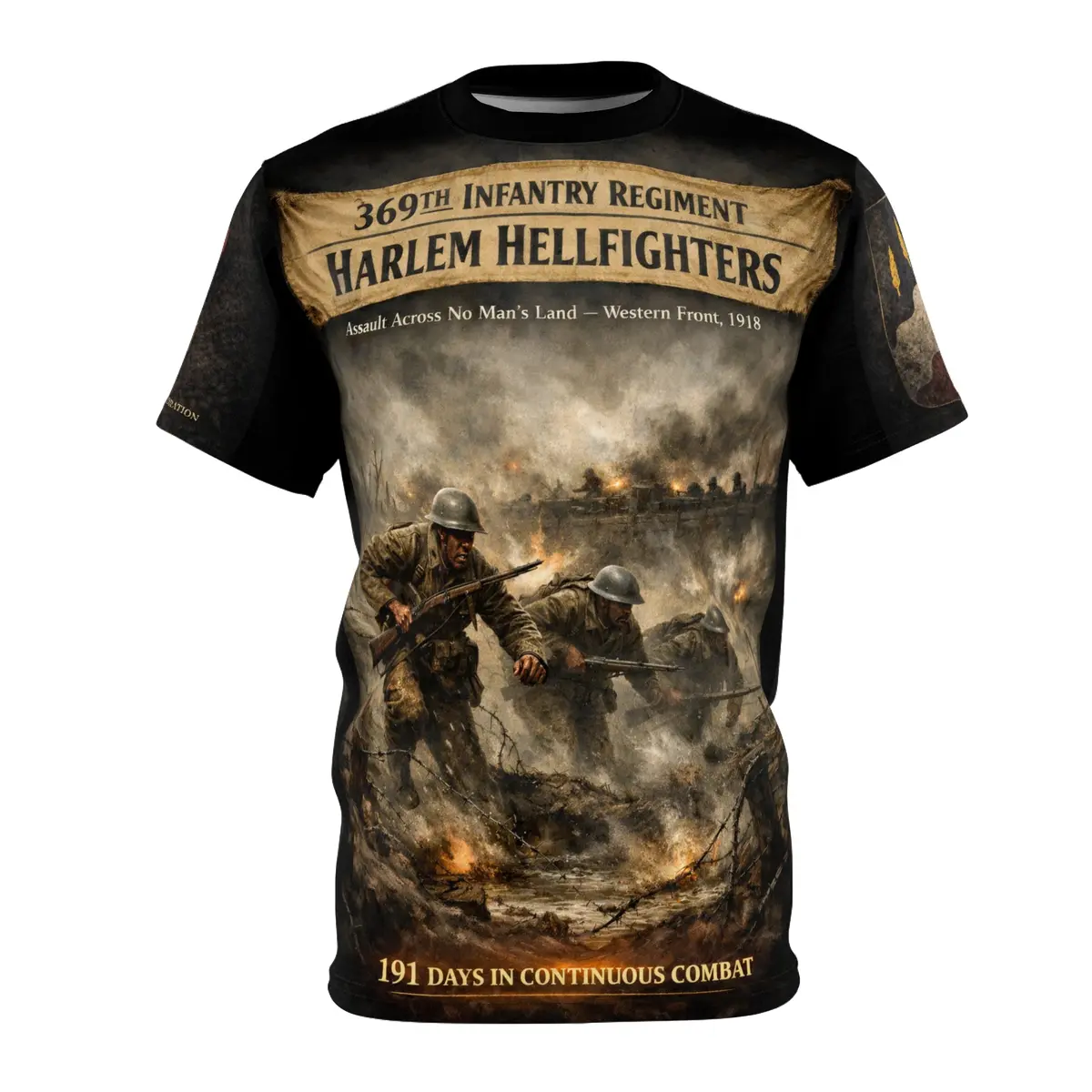 369Th Infantry Regiment Harlem Hellfighters All-Over Print Tee — 191 Days In Combat Wwi 1