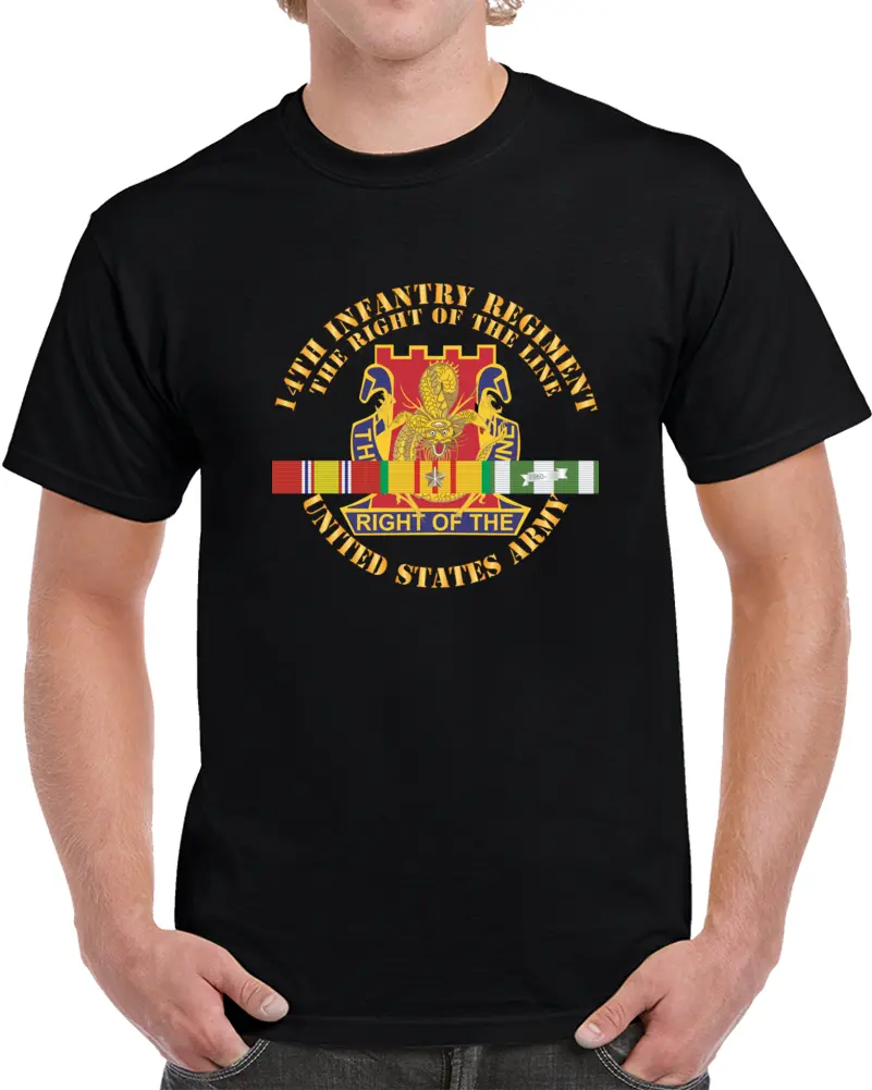 Army - Dui - 14Th Infantry Regiment The Right Of The Line W Vn Svc X 300 T Shirt 1