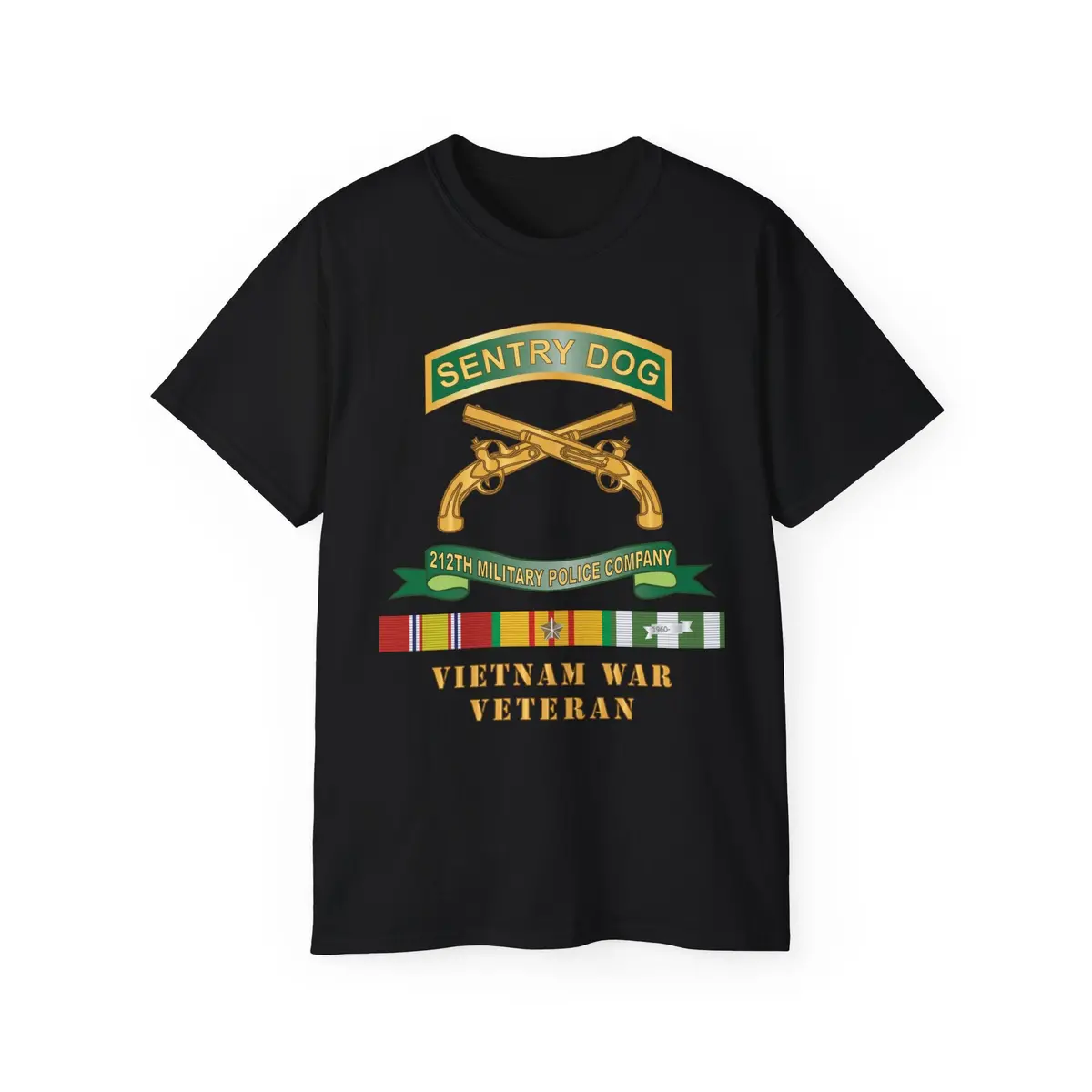 Unisex Ultra Cotton Tee - Army - Sentry Dog - 212Th Military Police Company W Br - Ribbon Vietnam War Veteran W Vn Svc X 300 10