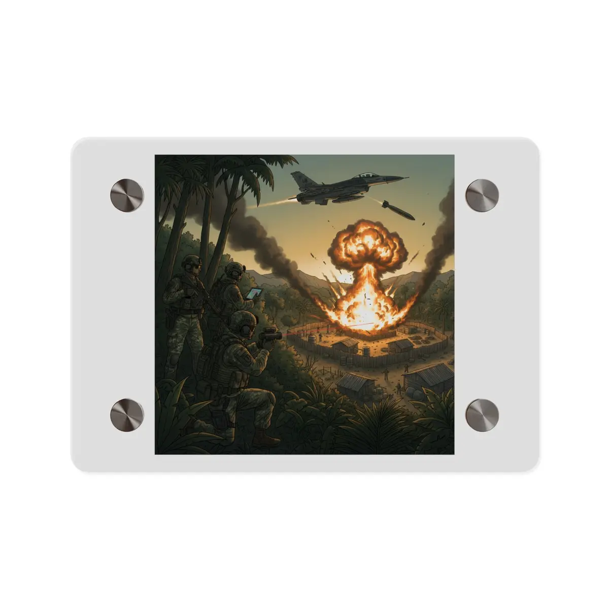 Acrylic Wall Art Panel - Jungle Drug Lab Destruction W Explosions 1