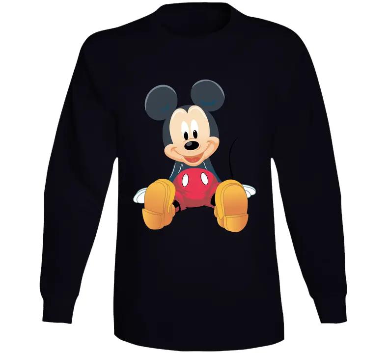 Premium Mickey Mouse Sitting Graphic Long Sleeve T-Shirt