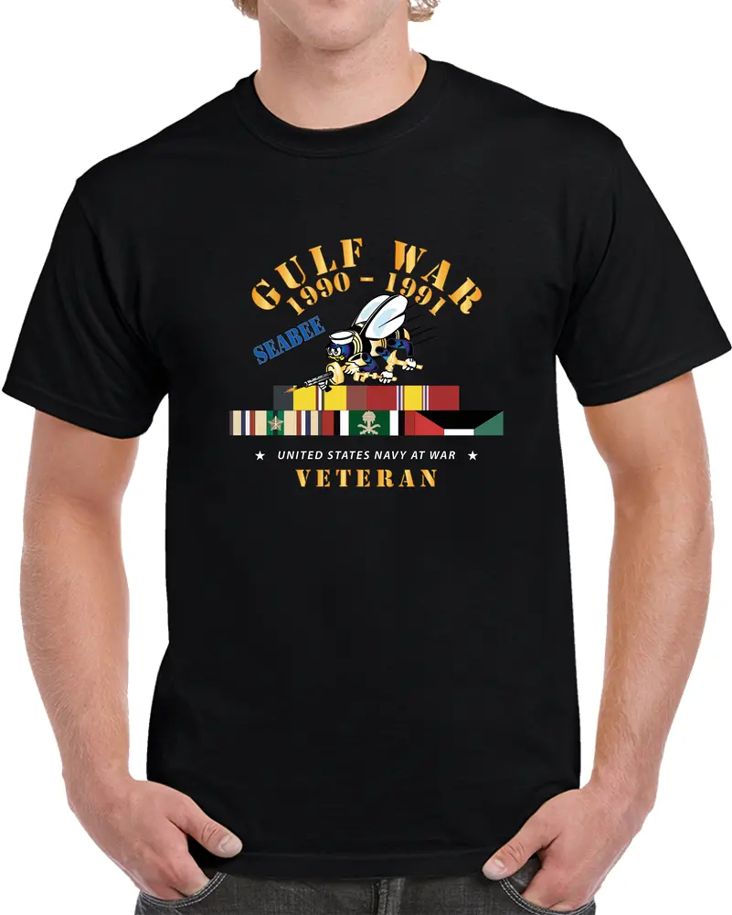 Gulf War 1990 - 1991 W Svc Ribbons - Car - Seabee X 300 T Shirt 1