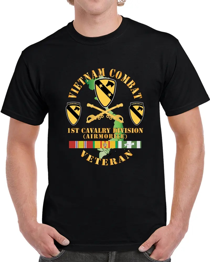 Vietnam Combat Veteran W 1St Cav Dui - T-Shirts - Classic 1