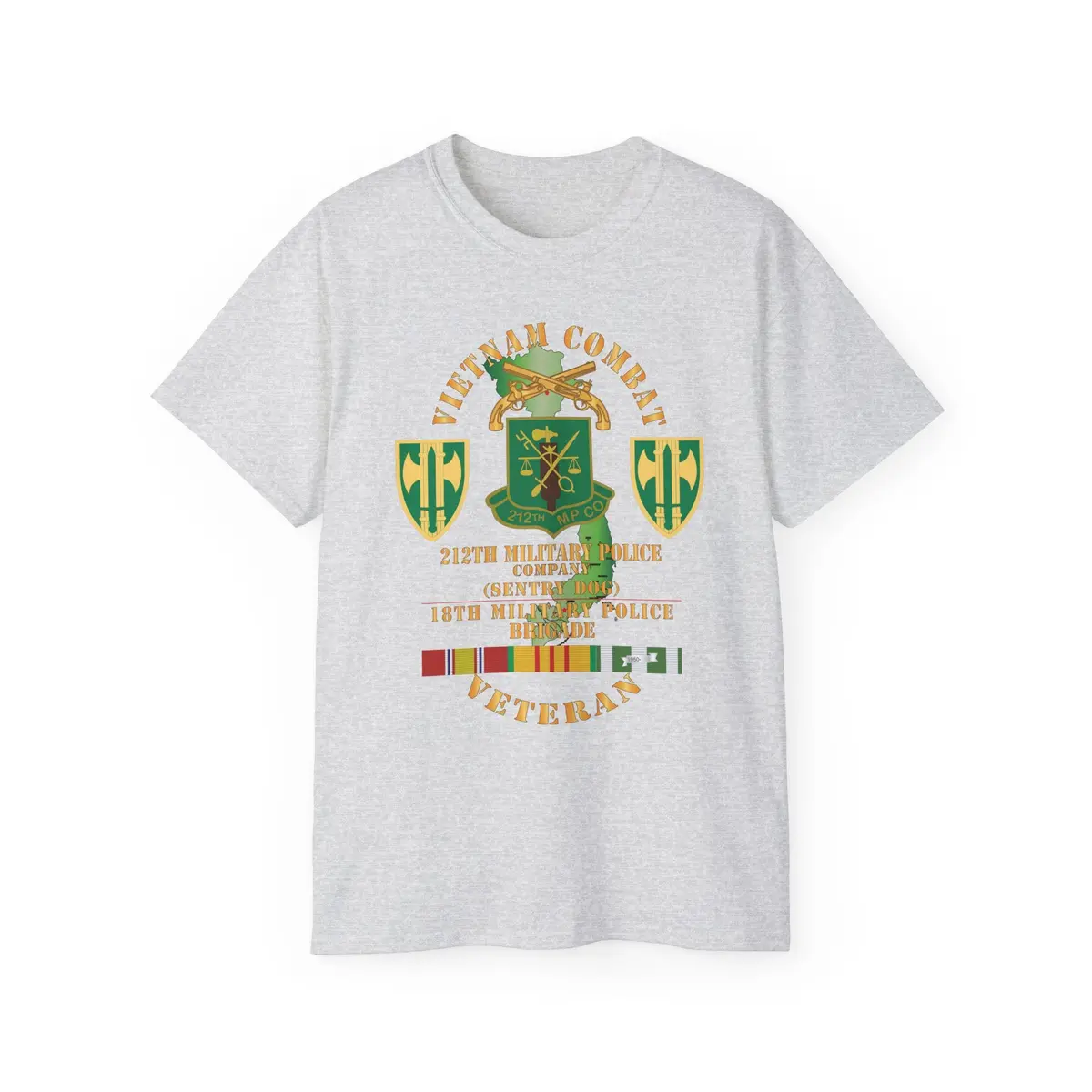 Unisex Ultra Cotton Tee - Army - Vietnam Combat Veteran W 212Th Military Police Company - 18Th Mp Bde Ssi - Vn Svc X 300 3