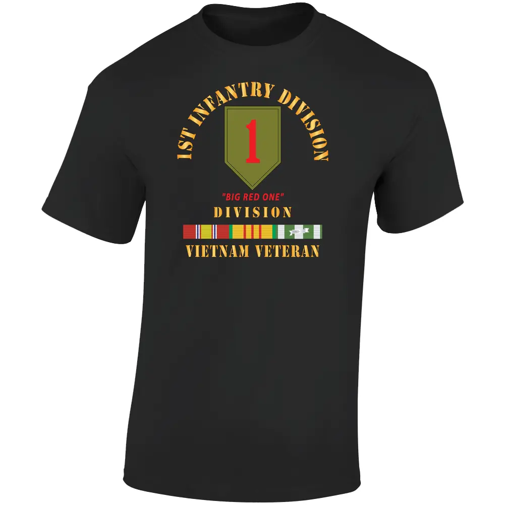 Army - Ssi - 1St Infantry Division - Big Red One - Vietnam Veteran W Vn Svc Bar X T Shirt 2
