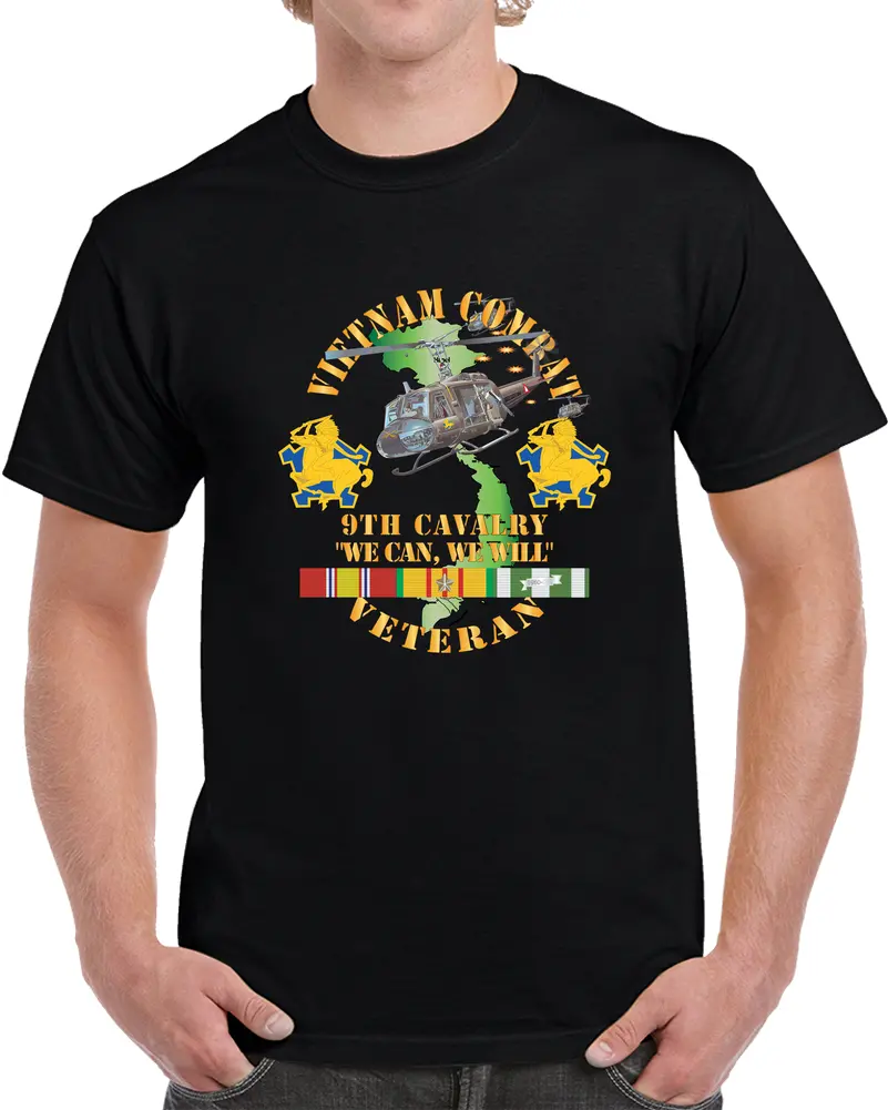 Army - Vietnam Combat Cavalry Veteran W 9Th Cav Helicopter X 300 T Shirt 1