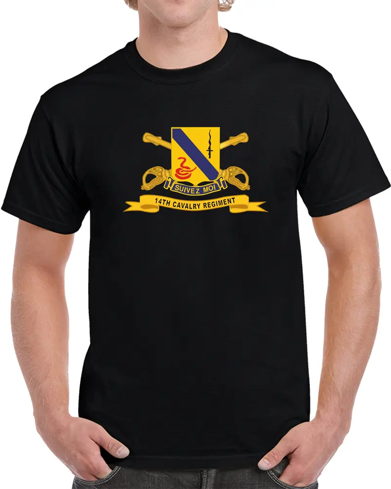 Army  - 14Th Cavalry Regiment W Br - Ribbon T Shirt 1