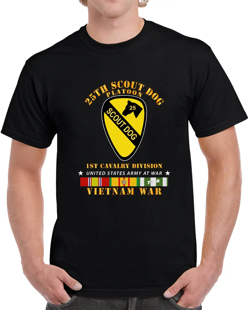 Army - 25Th Scout Dog Platoon 1St Cav - Vn Svc T Shirt 1