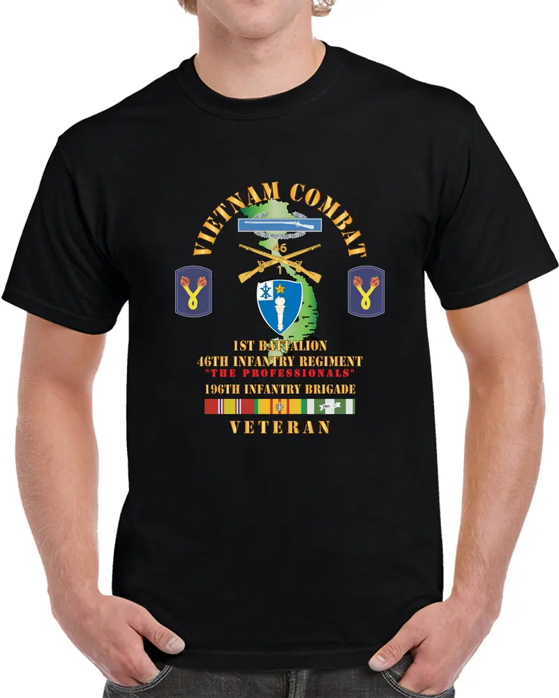 Army - Vietnam Combat Veteran W 1St Bn 46Th Inf Regt -The Professionals W Dui - Cib - 196Th Inf Bde X 300 T Shirt 1