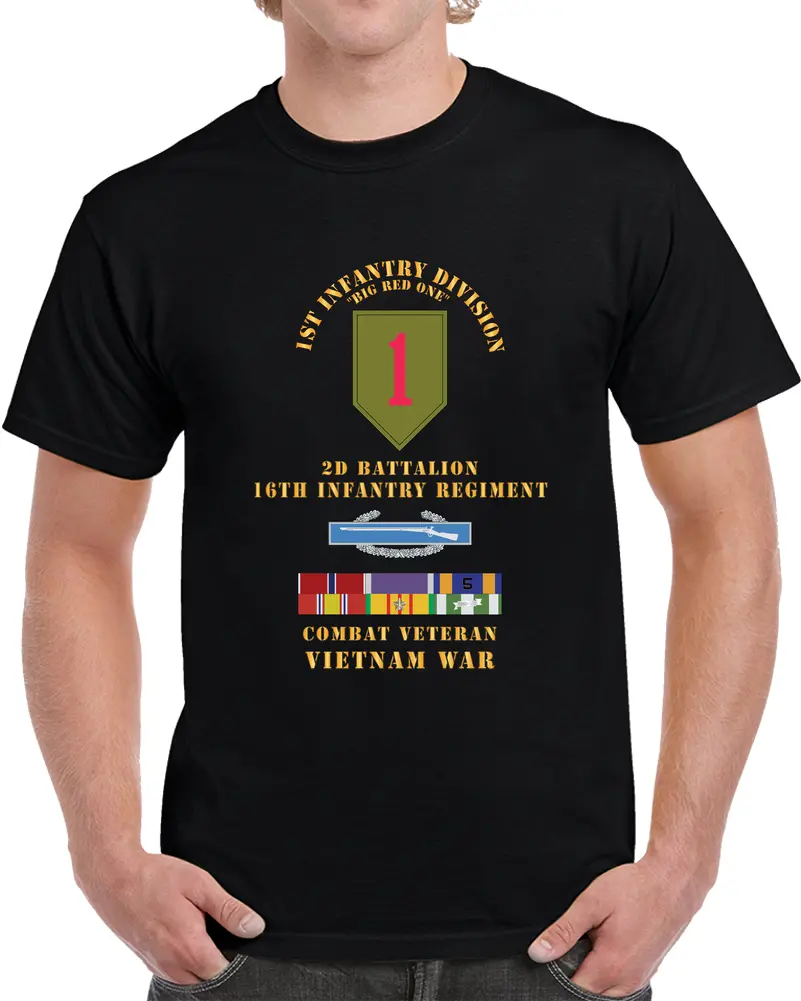 1St Infantry Division - 2Nd Battalion, 18Th Infantry, Cib, Bs, Ph, Am, Vn Svc Bar - Vietnam War X 300 T Shirt 1