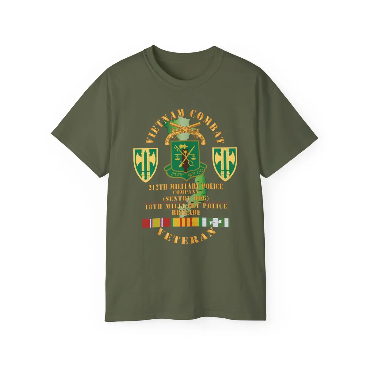 Unisex Ultra Cotton Tee - Army - Vietnam Combat Veteran W 212Th Military Police Company - 18Th Mp Bde Ssi - Vn Svc X 300 13