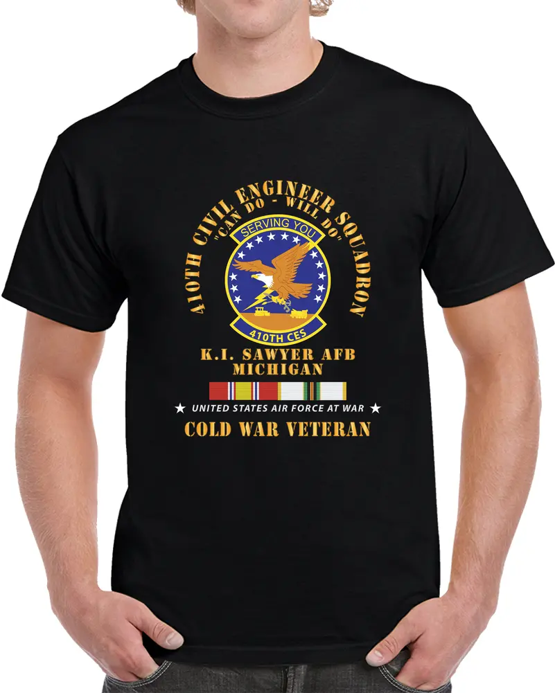 Usaf - 410Th Civil Engineer Squadron - Can Do - Will Do - Ki Sawyer Afb, Mi Cold War Veteran Cold Svc X 300 T Shirt 1