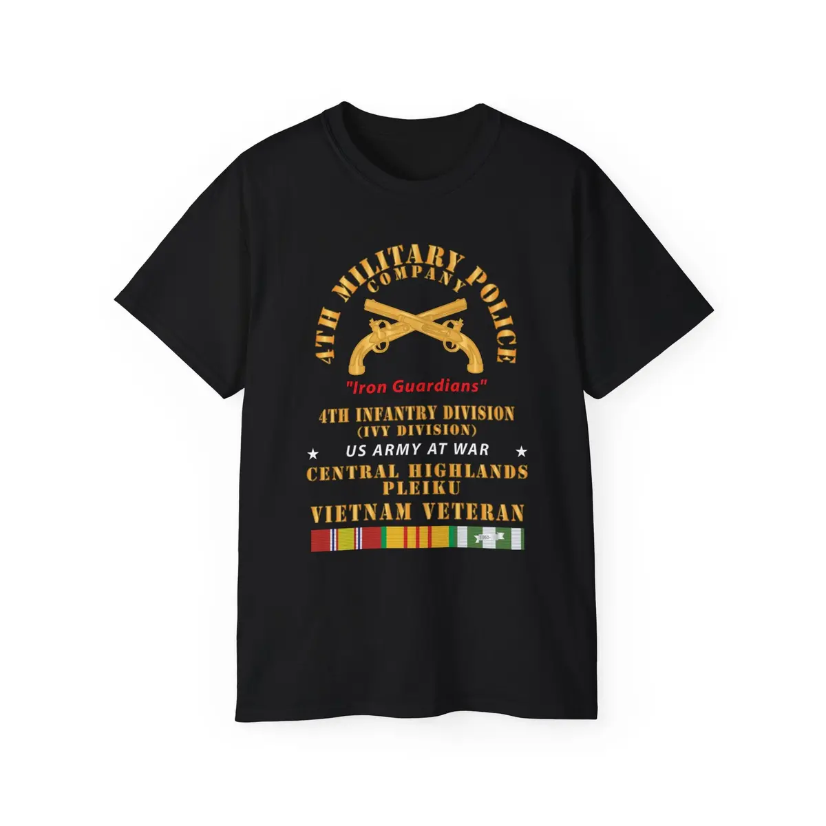 Unisex Ultra Cotton Tee - Army - 4Th Military Police Co, - Iron Guardians - 4Th Infantry Div - Vietnam Veteran W Vn Service X 300 4
